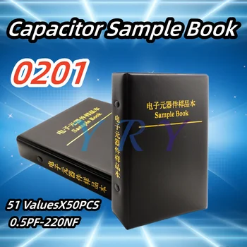 0201 Набор микросхемных конденсаторов SMD-конденсатора SampleBook в ассортименте 51 Номинал 50 шт 0,5 ПФ-220НФ