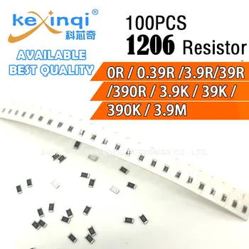 100 шт./лот SMD 1206 Резистор 0,25 Вт 1/4 Вт сопротивление 0R Ом 0,39R 3,9R 39F 390R 3,9K 39K 390K 3,9M