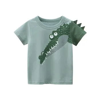 2023 Детская футболка с 3D-принтом с героями мультфильмов для мальчика, летняя футболка с изображением крокодила для мальчиков, топы, тройники, детская одежда