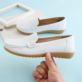 2023 Модная Маленькая белая обувь, Дышащая обувь для медсестер, Обувь для беременных на мягкой подошве из говяжьего сухожилия, Удобная Больничная рабочая обувь на плоской подошве.