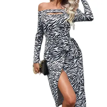 2023 Новое женское леопардовое платье с принтом, сексуальное женское летнее платье с открытой спиной, платье на шнуровке, длинное женское платье, 4 цвета, прямая поставка