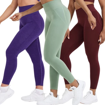 3 Упаковки леггинсов, легкие бесшовные леггинсы, сжимающие ягодицы, женские тренировочные колготки Пуш-ап, фитнес-стрейчевые штаны для йоги с высокой талией,
