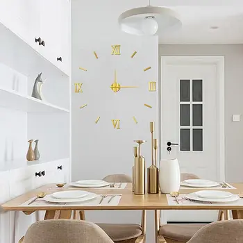 3D светящиеся настенные часы Бескаркасные акриловые цифровые часы DIY Настенные наклейки Бесшумные часы для гостиной спальни офисного декора стен