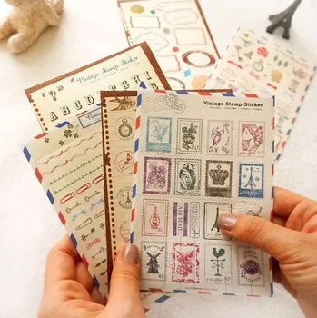 6 Листов винтажной бумаги для почтовых марок, наклейки своими руками, объемные декоративные наклейки для дневника, альбома для вырезок, календаря, этикетки для блокнота.