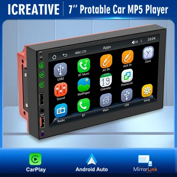 7-Дюймовый Сенсорный Экран Автомобильного Мультимедийного Видеоплеера MP5 2 Din Универсальный Carplay Android Auto Mirror Link BT 5.1 Стерео Головное Устройство