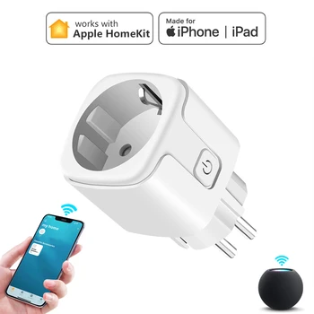 Apple Homekit Smart Socket 15A Штепсельная вилка США ЕС со светодиодной Подсветкой Электрические Розетки Wifi Электрические Розетки Используются Только для iPhone Home APP