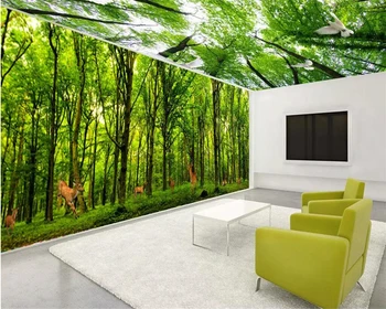 beibehang Пользовательские обои 3d крупномасштабная настенная роспись зеленый лес 3D сплошная тема гостиной космические обои Papel de parede