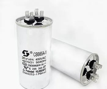 Cbb65 Конденсатор из металлизированной полипропиленовой пленки cbb65 с двигателем переменного тока мощностью 30 мкФ 450 В переменного тока