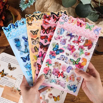 MOHAMM 2 Листа ПВХ Водонепроницаемая Бабочка Цветок Декоративная Наклейка для Скрапбукинга DIY Art Crafts Journaling Collage