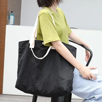 Qyahlybz повседневная сумка большой емкости, простая холщовая сумка, модная нейлоновая сумка через плечо, женская сумка для покупок
