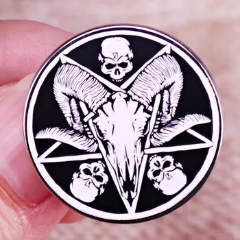 XM-забавный Креативный панк-череп, значок с пентаграммой, брошь Сатаны, персонализированный значок на Хэллоуин, аксессуары, металлический значок