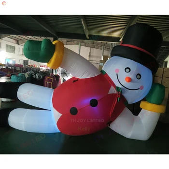 Бесплатная доставка Гигантский надувной снеговик высотой 8 м со светодиодной подсветкой, Рождественское украшение в виде снеговика