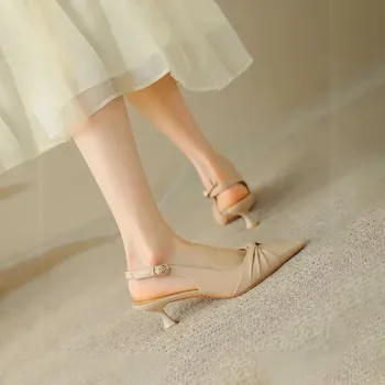 Босоножки Baotou, новинка 2023 года, женская летняя модная обувь на высоком каблуке с острым носком