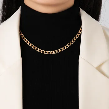 В стиле HuaTangINS Простая Модная Цепочка на шею, Персонализированное ожерелье-цепочка в стиле Панк-хип-хоп, Ошейник Chain23098
