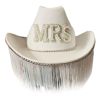 Весенняя элегантная ковбойская шляпа, сверкающий реквизит для свадебного костюма МИССИС Литтер для фотосессии