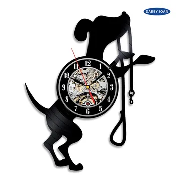 Виниловые настенные часы с изображением собак, Подарочная комната, Современная домашняя пластинка, Винтажное украшение