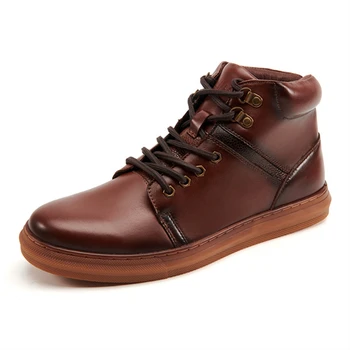 Винтажные коричневые кожаные ботинки для мужчин, мужская обувь, кроссовки для скейтборда, мужские модельные туфли на шнуровке, кроссовки из натуральной кожи 20993 г.