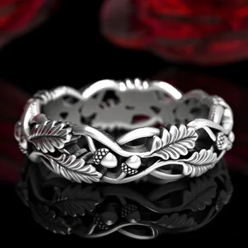 Винтажный стиль, выдолбленный шипами, модное кольцо, креативное и персонализированное художественное лесное кольцо из сплава