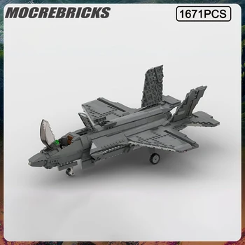 Военная серия F-35 B Lightning II MOC высокой сложности Сборка строительных блоков Модельный набор Детские игрушки Рождественские подарки