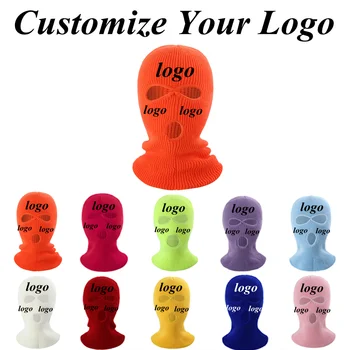 Вышивка пользовательского логотипа, Зимняя Лыжная маска с полным покрытием для лица, женская Мужская Армейская тактическая маска, шапка-бини, балаклава, Велосипедная кепка