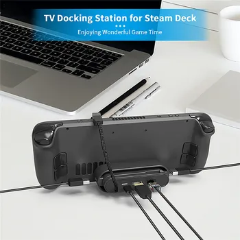 Для док-станции Steam Deck Подставка для телевизора Type-C с HDMI-совместимым держателем концентратора 4K Gigabit Ethernet 1000 Мбит/с, док-станция