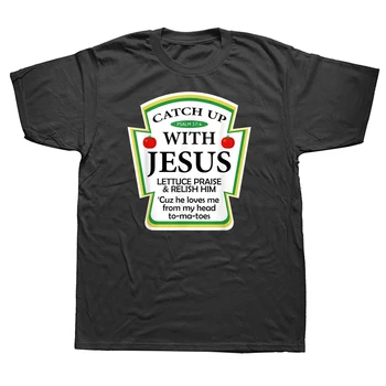 Догони Иисуса, забавные футболки Christian Faith, хлопковая уличная одежда с графическим рисунком, подарки на день рождения с коротким рукавом, футболка в летнем стиле.