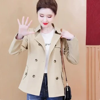 Женская куртка-ветровка, Весна-осень, Новая Корейская мода, Двубортное Короткое пальто, Женская одежда, Повседневная Тонкая верхняя одежда H2893