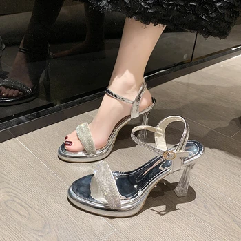 Женские летние сандалии 2023 г. Новая женская модель T Station для подиума, женская сексуальная модная брендовая обувь из прозрачного ПВХ для женщин