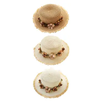 Женские летние соломенные кепки со съемной гирляндой, Солнцезащитная шляпа, Сомбреро, Пляжная кепка для пляжных костюмов, Аксессуары для девочек, женщин, подростков