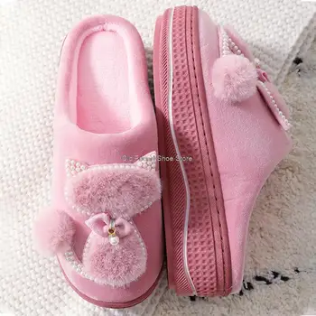 Женские тапочки на платформе Kwaii Cat Furry Slides, милые домашние тапочки для дома, женские зимние тапочки, Женская теплая Плюшевая обувь, Женская обувь