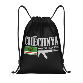 Изготовленная на заказ сумка на шнурке для чеченского бойца, рюкзаки для покупок, Йоги, Мужские и женские Рюкзаки с чеченским флагом, спортивная сумка для спортзала