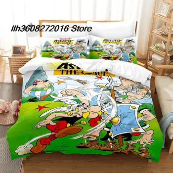 Комплект Постельных Принадлежностей Gaul Hero Asterix Single Twin Full Queen King Size Bed Set Aldult Kid Bedroom Наборы Пододеяльников для Пуховых Одеял 3D Аниме одеяло