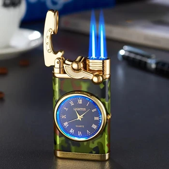 Коромысло с автоматическим зажиганием, прямая зажигалка с креативным циферблатом Real1, надувная ветрозащитная зажигалка, мужские и женские часы В подарок, Новинка