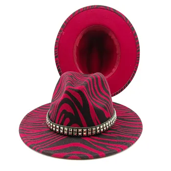 Красная тигровая шкура, весенняя новая фетровая шляпа, унисекс, панама, мужская и женская фетровая шляпа, джазовая шляпа Fedora