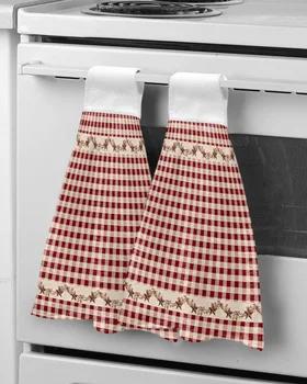 Красное клетчатое полотенце для рук в стиле Кантри Ретро из микрофибры, салфетки для подвешивания, полотенце для чистки ванной комнаты, Кухонные инструменты и аксессуары