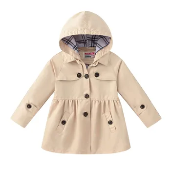 Куртки для девочек, ветрозащитная верхняя одежда, хлопок 2023, Классическое весенне-осеннее пончо для малышей, ветрозащитная детская одежда