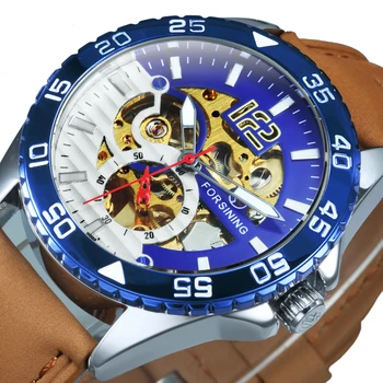 Механические мужские часы Skeleton, лучший бренд класса люкс, Автоматические часы для мужчин, кожаный ремешок, модные повседневные наручные часы часы мужские