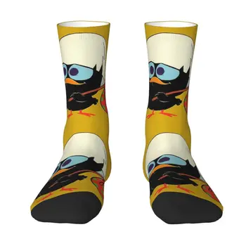 Милые мужские носки-платья Kawaii Calimero Chiken Унисекс, удобные теплые носки с 3D-принтом из мультфильмов и аниме для экипажа