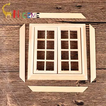 Миниатюрный кукольный домик 1: 12, Дверное окно с 16 сетками, Квадратные окна, Модель домашнего декора