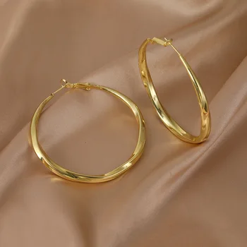 Минималистичные серьги-кольца, женские модные украшения Винтажного золотого цвета, Большие Круглые Геометрические серьги-капли, Аксессуары