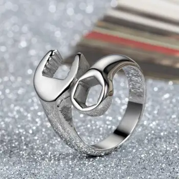 Модное Индивидуальное кольцо для мужчин Серебристого цвета с рисунком гаечного ключа Трех цветов Дополнительные Аксессуары для байкеров