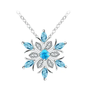 Модное платиновое ожерелье в виде снежинок цвета морской волны, инкрустированное цирконом, Рождественское ожерелье в виде снежинок.