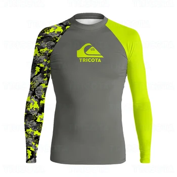 Мужская рубашка для дайвинга с защитой от сыпи, защита от ультрафиолета, пляжные купальники с длинным рукавом, Летний быстросохнущий гидрокостюм, колготки, толстовка для серфинга