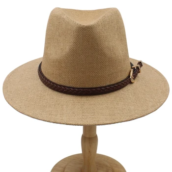 Мужские Женские Классические соломенные панамы Летние Фетровые шляпы с широкими полями Солнцезащитные шляпы Фетровые кепки для вечеринок на открытом воздухе Размер для пляжных путешествий US 7 1/4 UK L