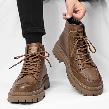 Мужские кожаные водонепроницаемые ботильоны Chukka на шнуровке, оксфордские модельные ботинки, Повседневная деловая рабочая Повседневная обувь для мужчин