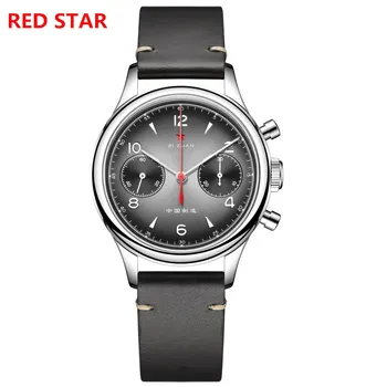 Мужские часы RED STAR Chronograph 1963 ST1901 с механизмом Swan Neck с ручным заводом, мужские часы Pilot 38 мм