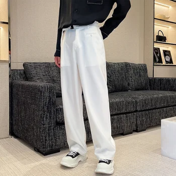 Мужской костюм, прямые брюки, Весна и осень, Новая корейская версия Японских однотонных простых повседневных брюк большого размера
