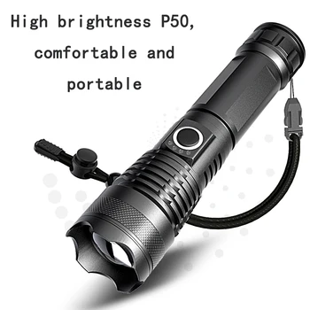 Наружное освещение Водонепроницаемый Strong P50 Портативный аварийный Многофункциональный светодиодный перезаряжаемый фонарик с сухим аккумулятором USB