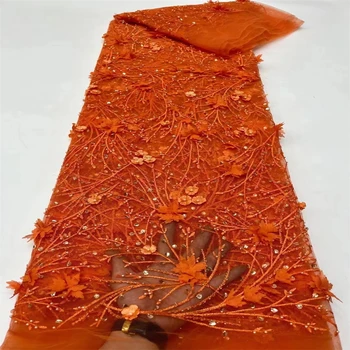 Нигерийские 3D кружевные ткани для жениха 2023 Высококачественная Французская кружевная ткань для свадебного платья 5 ярдов Африканская кружевная ткань CD