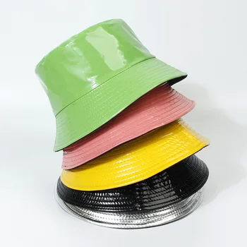 Новая яркая кожаная красочная двусторонняя рыбацкая шляпа для женщин, солнцезащитный крем для улицы и шляпа-козырек, складная шляпа для выхода